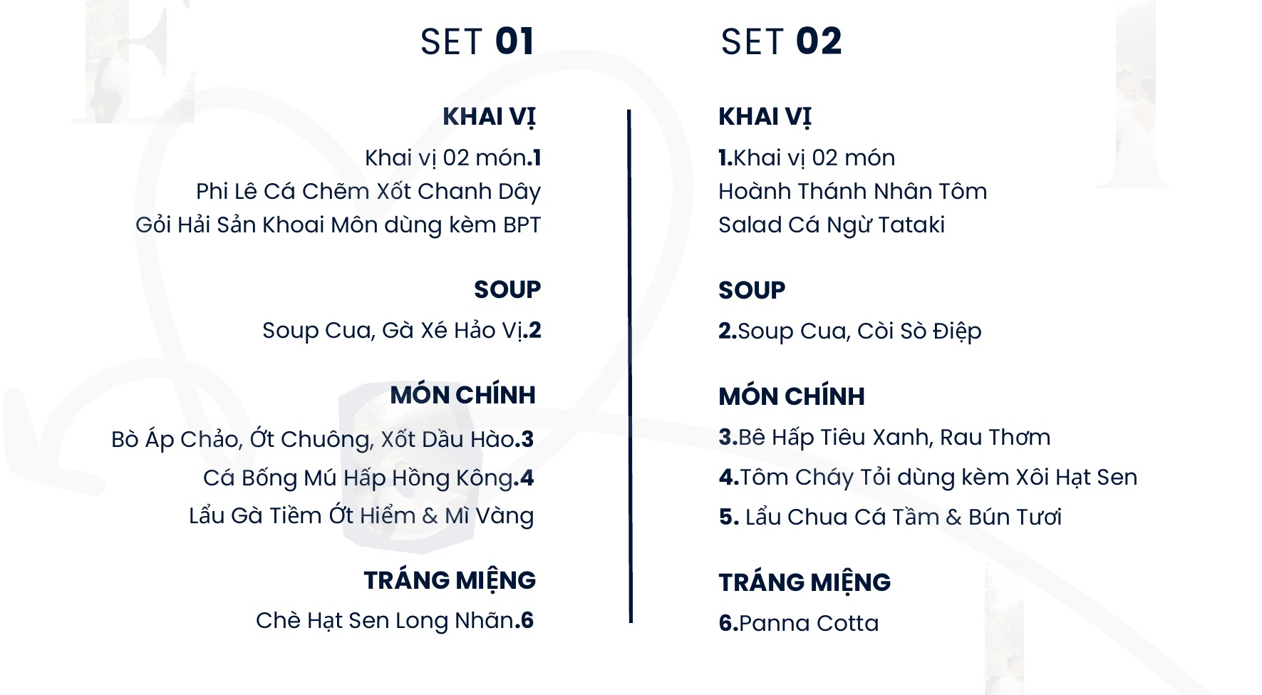 Set Menu Phong Phú — De Valis