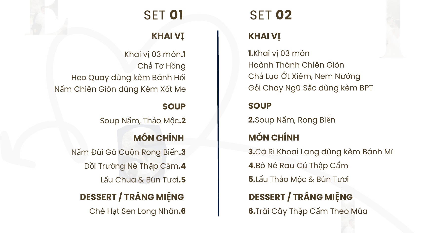 Set Menu Chay — De Valis